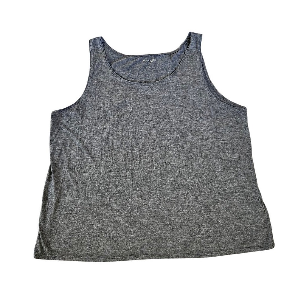 Eileen Fisher Silk Cotton Blend Tank Top XL Gray Heather Scoop Neck Sleeveless